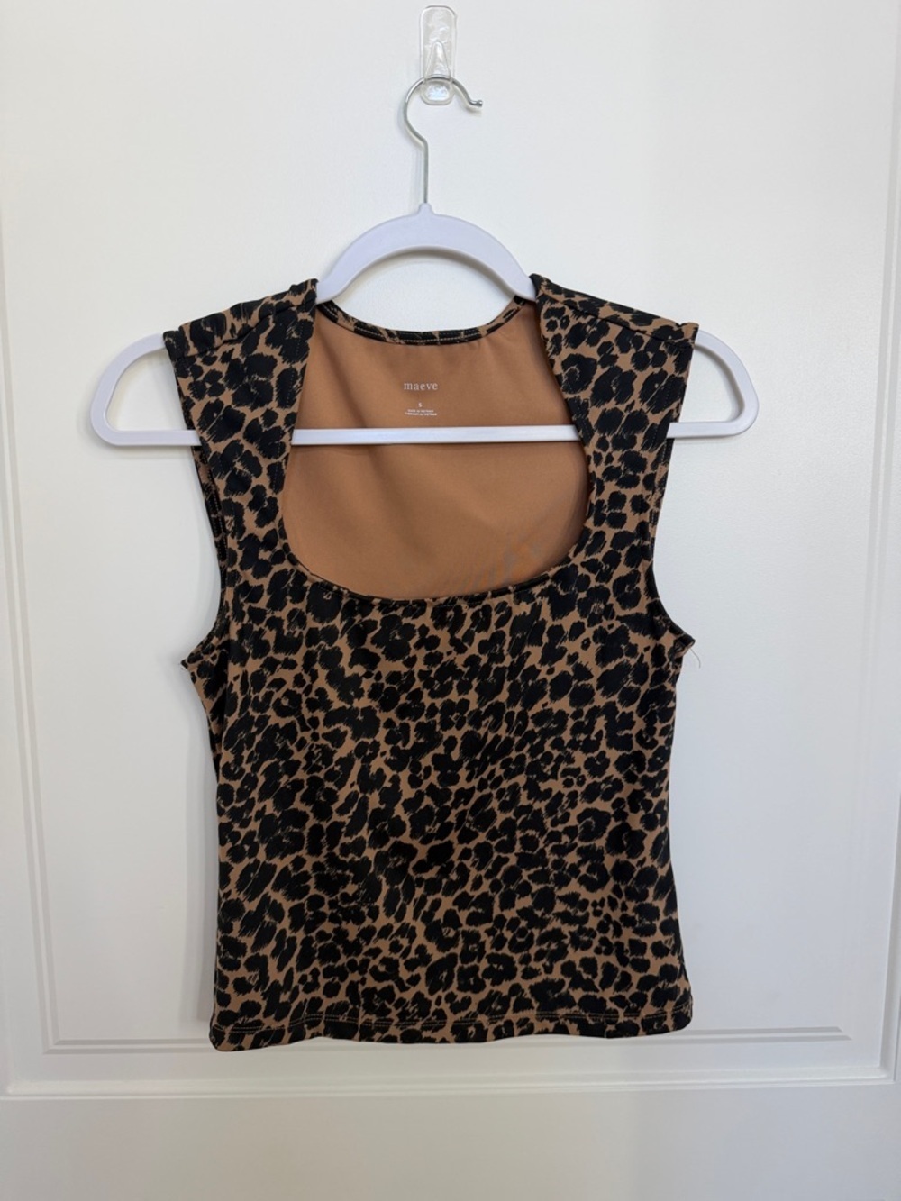 Maeve Leopard-Print Scoop Tank Top - Brown & Black